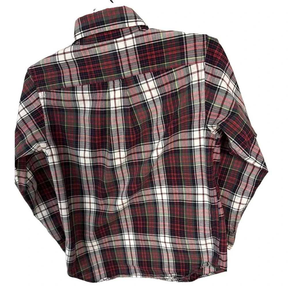Ralph Lauren  Shirt Kids Boys Sz 6 Tartan Plaid Red Green White Cotton